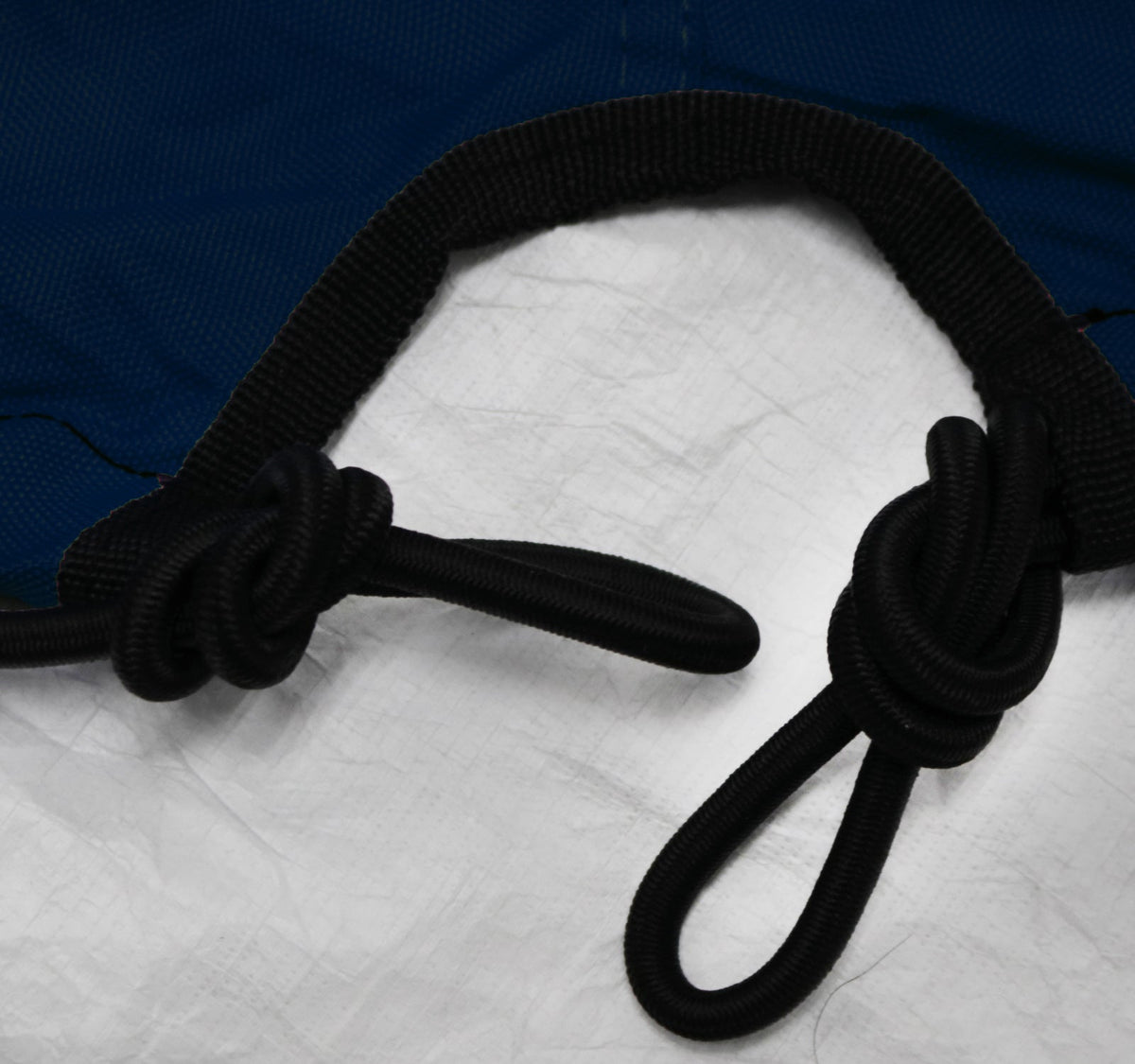 navy and gray two tone color jet ski cover with front opening for trailer hitch