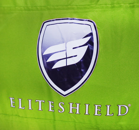 green and gray two tone color jet ski cover with ELITESHIELD logo